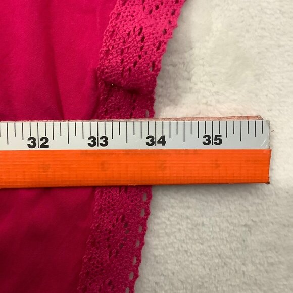 Hot Pink Women Plus Size Short Kaftan Laritta Lace Trim V-Neckline Loose Fit - Picture 5 of 7